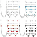 Stainless Steel 14G Nipple Piercing Accessories 13PCS Combination Set for Women Nipple Rings Jewelry