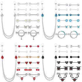 Stainless Steel 14G Nipple Piercing Accessories 13PCS Combination Set for Women Nipple Rings Jewelry