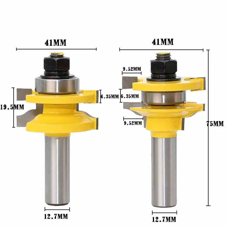 1/2'' Shank Round Over 3 Bit Raised Panel Cabinet Door Router Bit Set with Back-cutter Panel Raiser