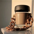 In Stock Chain Coffee Cup Holder PU Leather Acrylic Chain Tea Carrier Handle Water Cup Sleeves Bottle Cover With Chain Strap