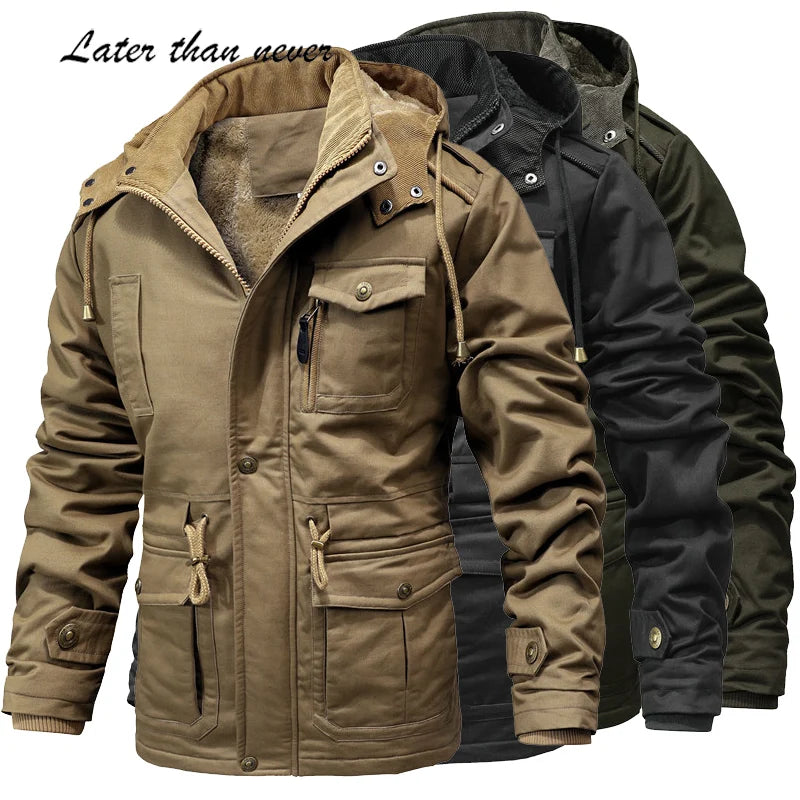 Custom Full Cotton Men's Winter Parka Puffer Jacket Casual Style with Detachable Hood and Fur Lining Dyed