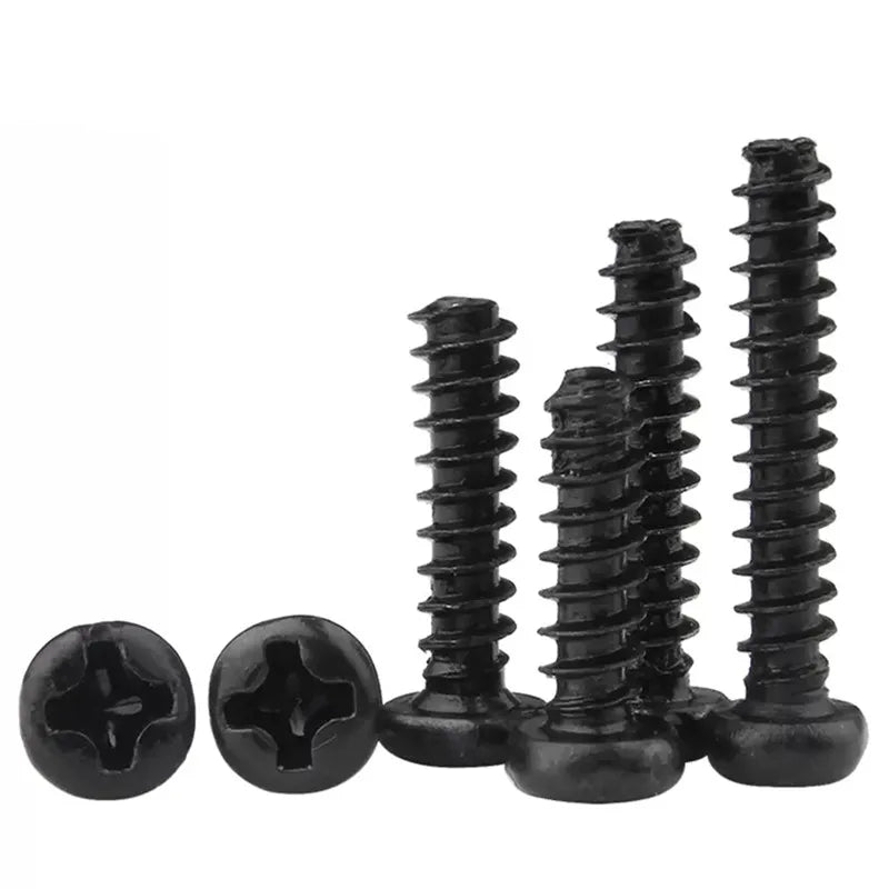 Black Round Head Self Tapping Flat Tail Screw Cross Round Head Flat Tail Self Tapping Screw M1.4 M1.7 M2 M2.3 M2.6 M3 3.5 M4