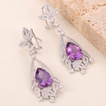 ZL0065 Exquisite Details 925 Sterling Silver Amethyst Wholesale Prices Glamorous Purple Gemstone Birthstone Earrings