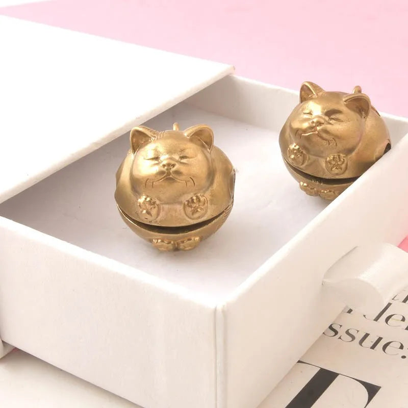 Ancient Method Copper Fortune Cat Bell Pendant Fugu Pure Copper Bell Car Hanging Handicraft Key Chain Fengshui Bells