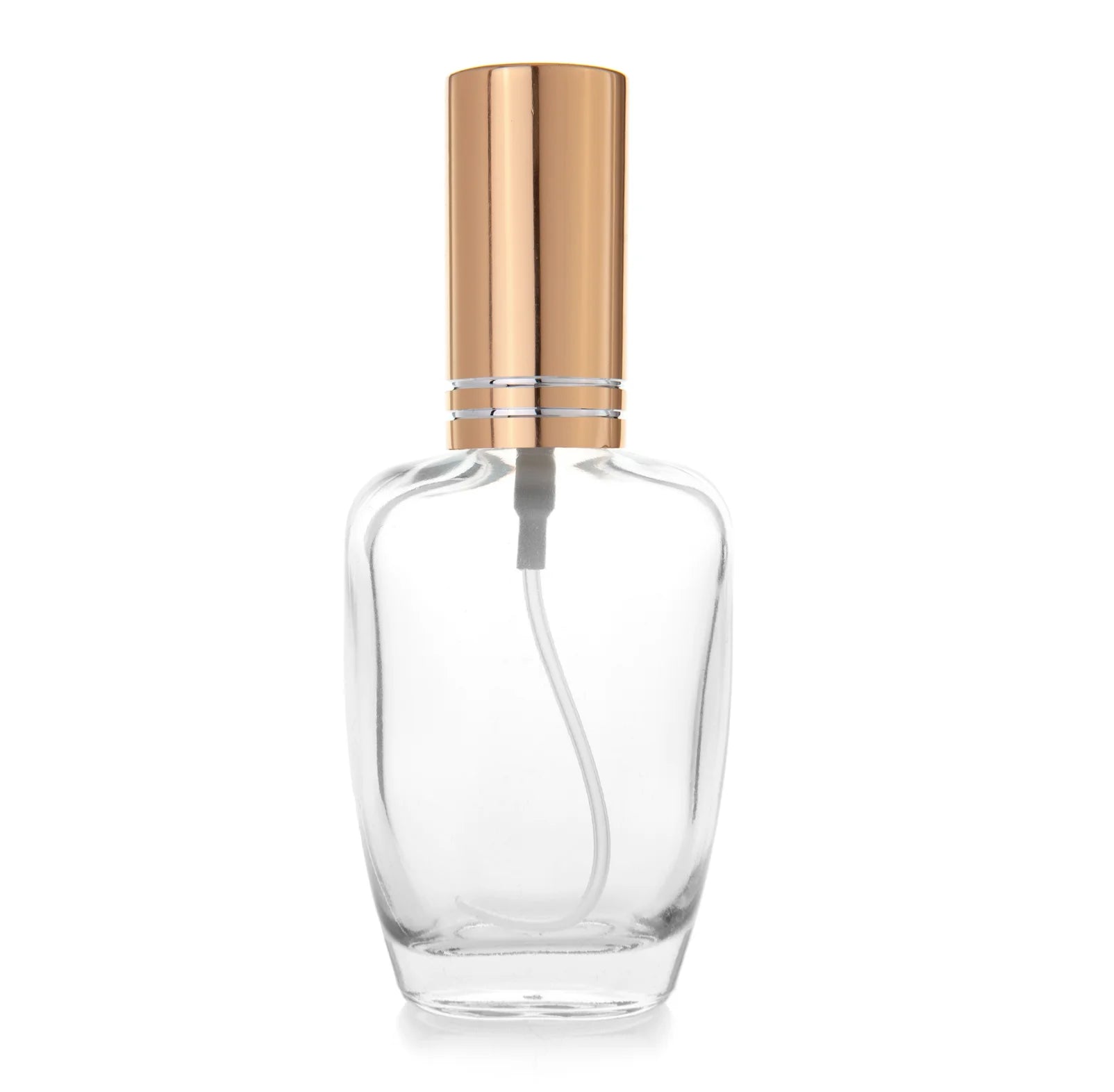 Cute Clear Glass Perfume Bottle 30ml 50ml round Shape with Perfume Sprayer and Pump Cap Screen Printing Surface Free Sample