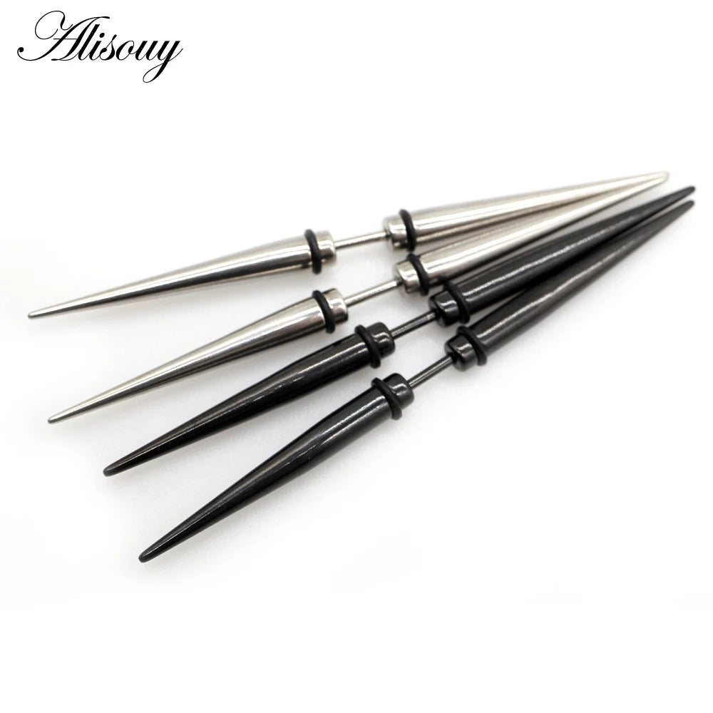 Wholesale Unisex Hiphop Spike Cone Stainless Steel Dumbbell Barbell Ear Stud Earrings Piercing Jewelry Party Gift