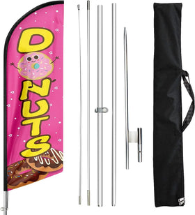 Wholesale Promotion Donuts Shop Flag Pole Kit and Foundation for Donut Coffee Shop Advertising Feather Flags