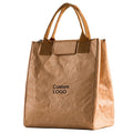 Factory Supply Custom Brown Tyvek Durable Insulated Waterproof Reusable Washable Zipper Closure Cooler Lunch Bag