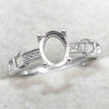 Sterling Silver 6*8mm Semi Mount Ring Empty Frame Blank Support Claw Setting S925 Base Holder Without Center Stone for DIY Inlay