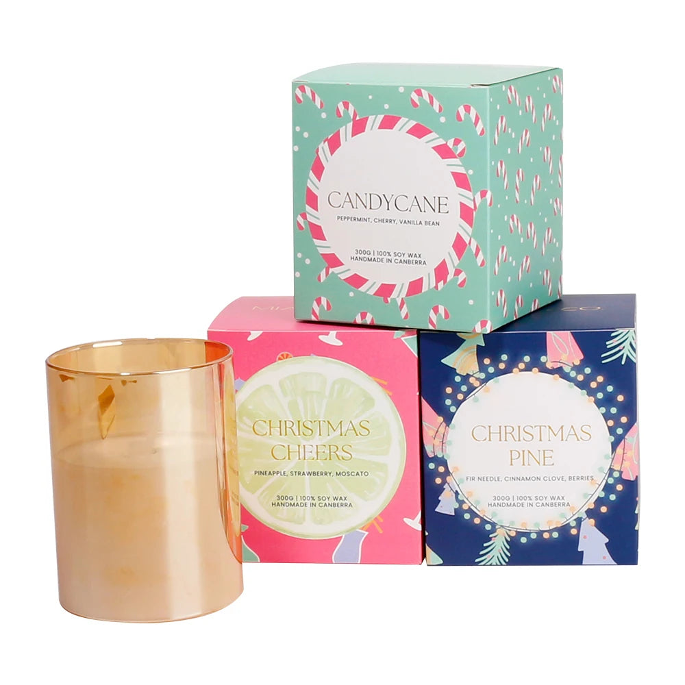 Custom Logo Free Design Embossed Matt Laminated Luxury Trio Candle Packaging Box with Protective Insert Custom Size Available