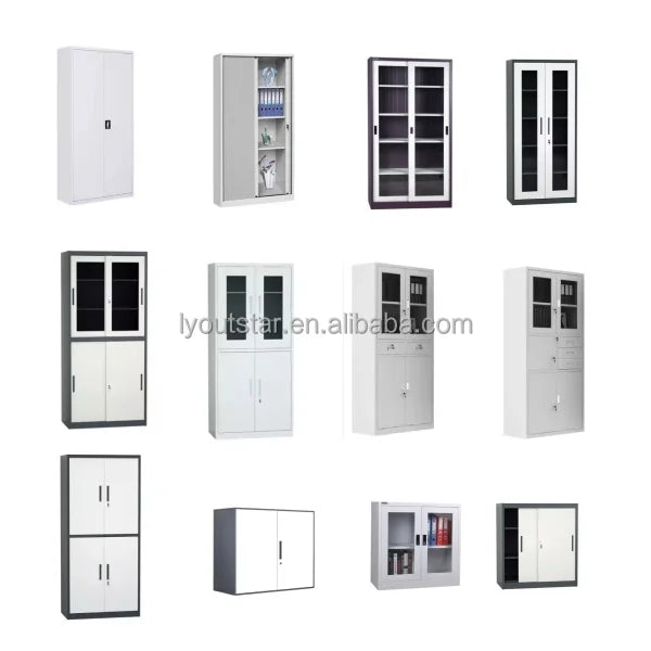 Wholesale Metal Office Furniture Light Gray Two Swing Door Half Height Steel File Cabinet