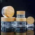 Cream Bottle Jars with Bamboo Lid Clear Plastic Cosmetic Container Candy Jars Bamboo Cap Matt Frosted Jar Natural Wood Screw Top