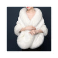 Jtfur Premium Polyester Bride Warm Winter Cloak Casual Soft Faux Fur Shawl for Women