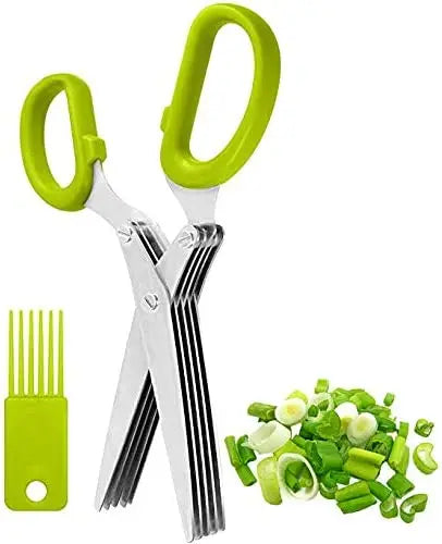 5 Blades Stainless Steel & ABS Cutting Shears Multipurpose Safe Chopping Scissors Cleaning Comb Fruit Vegetable Kitchen Scissors