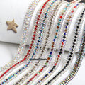 Multi-Color Silver AB Plated Water Diamond Chain 3-Row Claw Customizable Clothing Crystal Cup Chains Glass Rhinestones Material