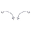 Exquisite Women Pearl Jewelry 925 Sterling Silver CZ Diamond Smile Shaped Pearl Stud Earrings