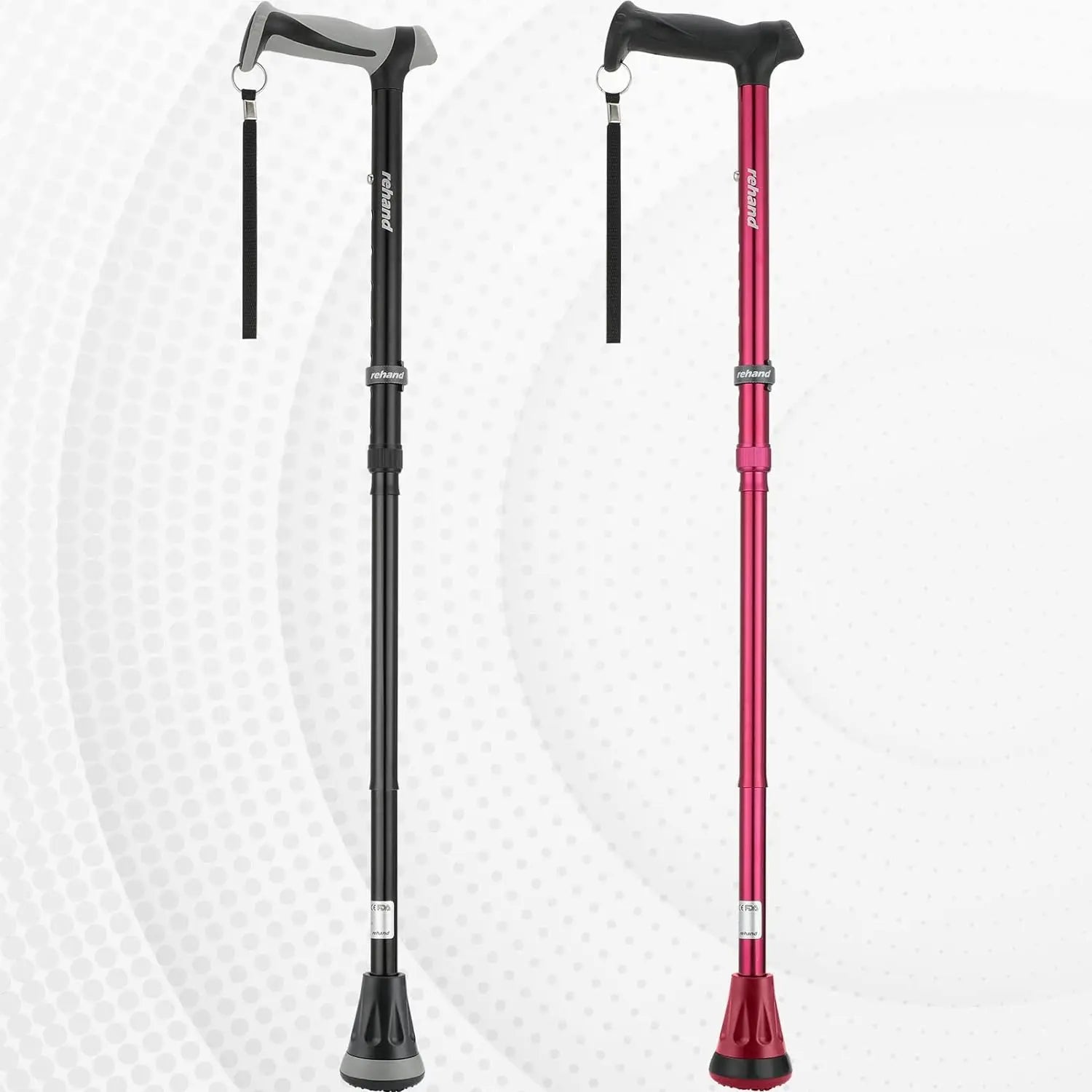 Rehand Adjustable Multi-Use Portable Aluminum Walking Cane with Folding Rubber Base and Fashion Design