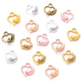 100pcs/bag Exquisite Hollow Heart Shaped Charm for Necklace Keyring Pendant  DIY Handmade Jewelry Accessories 12*13mm A136