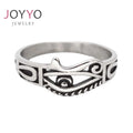 Hollow Stainless Steel Vintage Cluster Eye of Horus Ankh Cross Ring for Women Men Unisex Protection Amulet Egyptian Jewelry