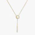 LOZRUNVE Jewelry 925 Sterling Silver Fancy American Diamond Lariat Necklace 18k Gold