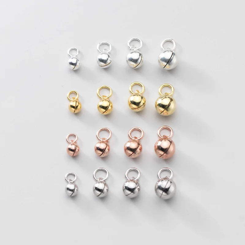 Fine 925 Silver Charms Beads for Jewelry Making DIY Findings Components Jewelry Accessories Jingle Bell Charm Bracelet Anklet