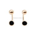 Hot Sale Double Sides Real 18K Au750 Solid Gold Cartilage Earrings Genuine Gold Black Enamel Screw Back Earring Trendy Jewelry