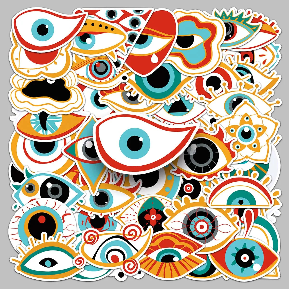 50PCS Factory Wholesale Folder Stickers Vinyl Waterproof PVC Devil's Eye Stickers