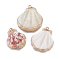 PandaHall 10 Pcs Brass Findings Golden Electroplate Natural Shell Pendants