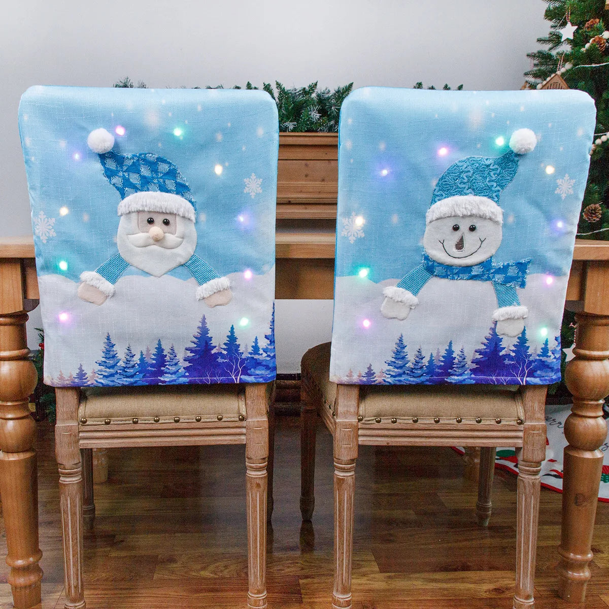 Christmas Luminous Illuminated Santa Snowman Chair Cover Stool Cover Christmas Decorations Christmas Chair Cover