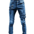 RNSHANGER Straight Jeans Man Pants Spring Autumn Boyfriend Jeans Streetwear Skinny Zips 3 Colors Casual Long Denim Trousers