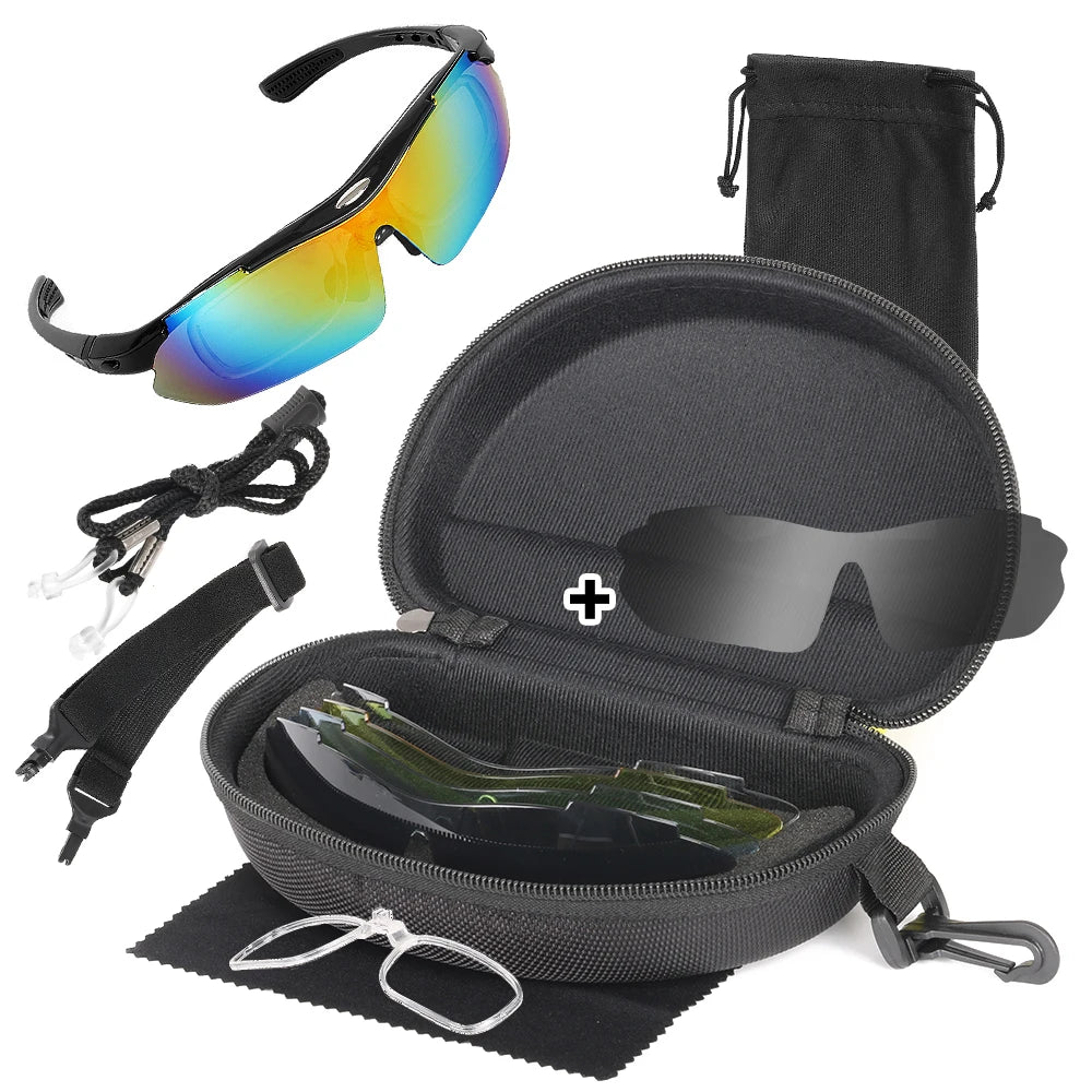 Wholesale Cycling Glasses Polarized Sports Sunglasses with 5/6 Interchangeable Lens for Bike Outdoor Windproof UV400 Protection