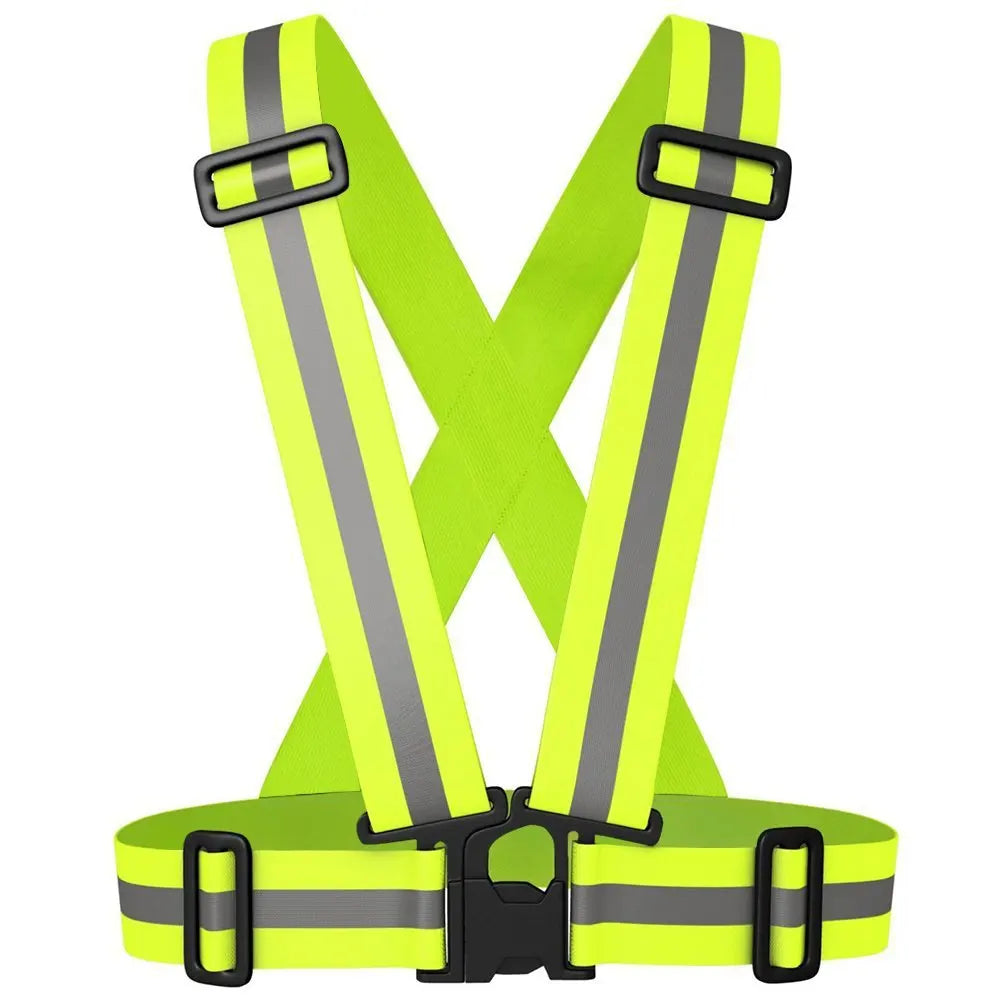 Custom logo Yellow Elastic Adjustable Outdoor Night Running Cycling Safety Luminous Reflective Vest Strip Belt