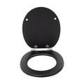 Modern Black Wood Round Closed Front Toilet Seat with Soft Close Function for Family Use MDF Design for Bathroom