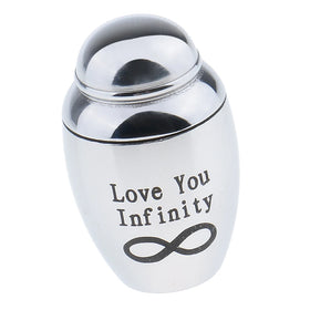 Love You Infinity Stainless Steel Teardrop Mini Eco-Friendly Cremation Urn Ash Keepsake Memorial Casket Funeral Ashes Holder