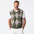 Men's Heritage Style Merino-Blend Argyle Crew-Neck Sweater Vest Winter Knitted