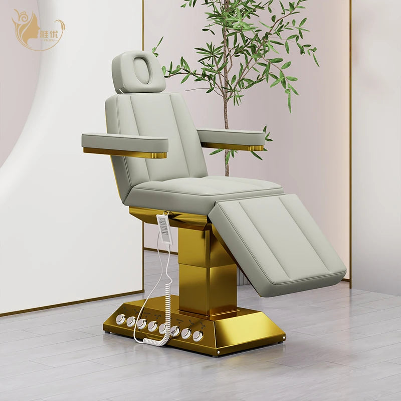 Stainless Steel Square Base Light Green Facial Massage Bed Adjustable Spa Table