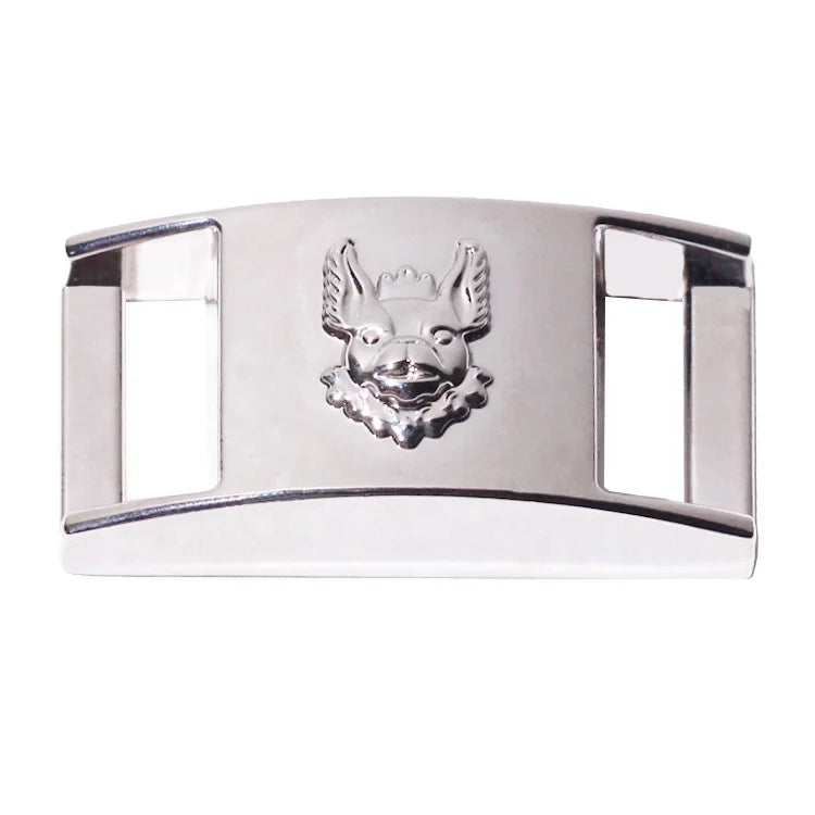 Good Quality Embossed logo Private Belt Buckle Custom Shoes Adjustable Strap Plate Hardware for Bags