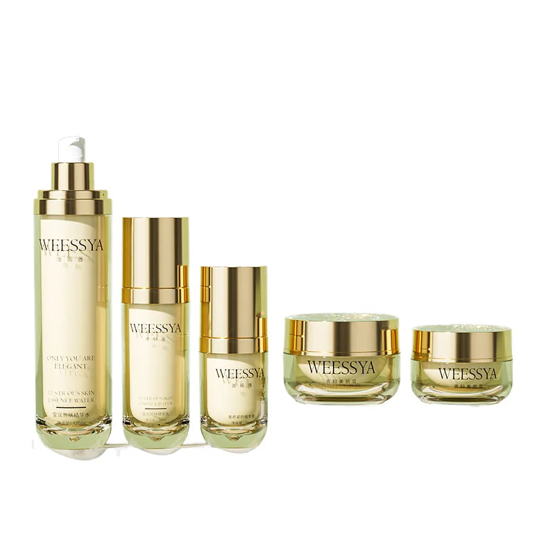 Plastic Manufactures 120ml 100ml 50ml Acrylic Bottle Golden Cosmetic Packaging Plastic Skin Care Set Face Cream Lotion Bottle