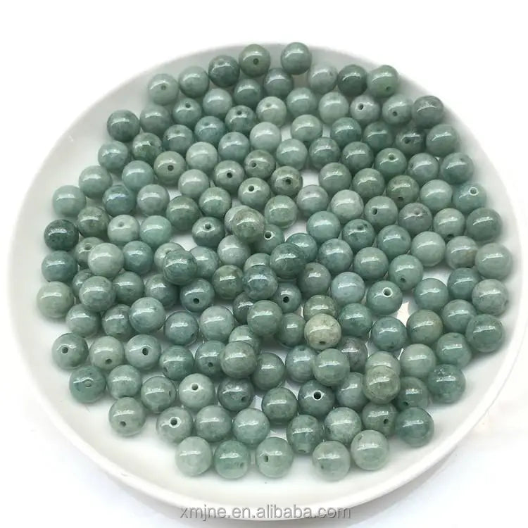 Emerald Grade a Round Beads Oil Green Loose Beads Diy Craft Jewelry Semi-Finished Products Accessories Bean Green Beads
