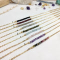Minimalist Stainless Steel Gold Plated Beaded Crystal Jewelry Colorful Stones Amethyst Rose Quartz Gemstone Bar Bracelet