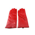 Sample Support Women's Red Sheepskin Leather Gloves Fashionable Plain Style for Winter for Outdoor and Daily Use