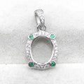 Sterling Silver 8*10/12*15mm Semi Mount Pendant Empty Frame Blank Support Setting S925 Base Without Center Stone for DIY Inlay
