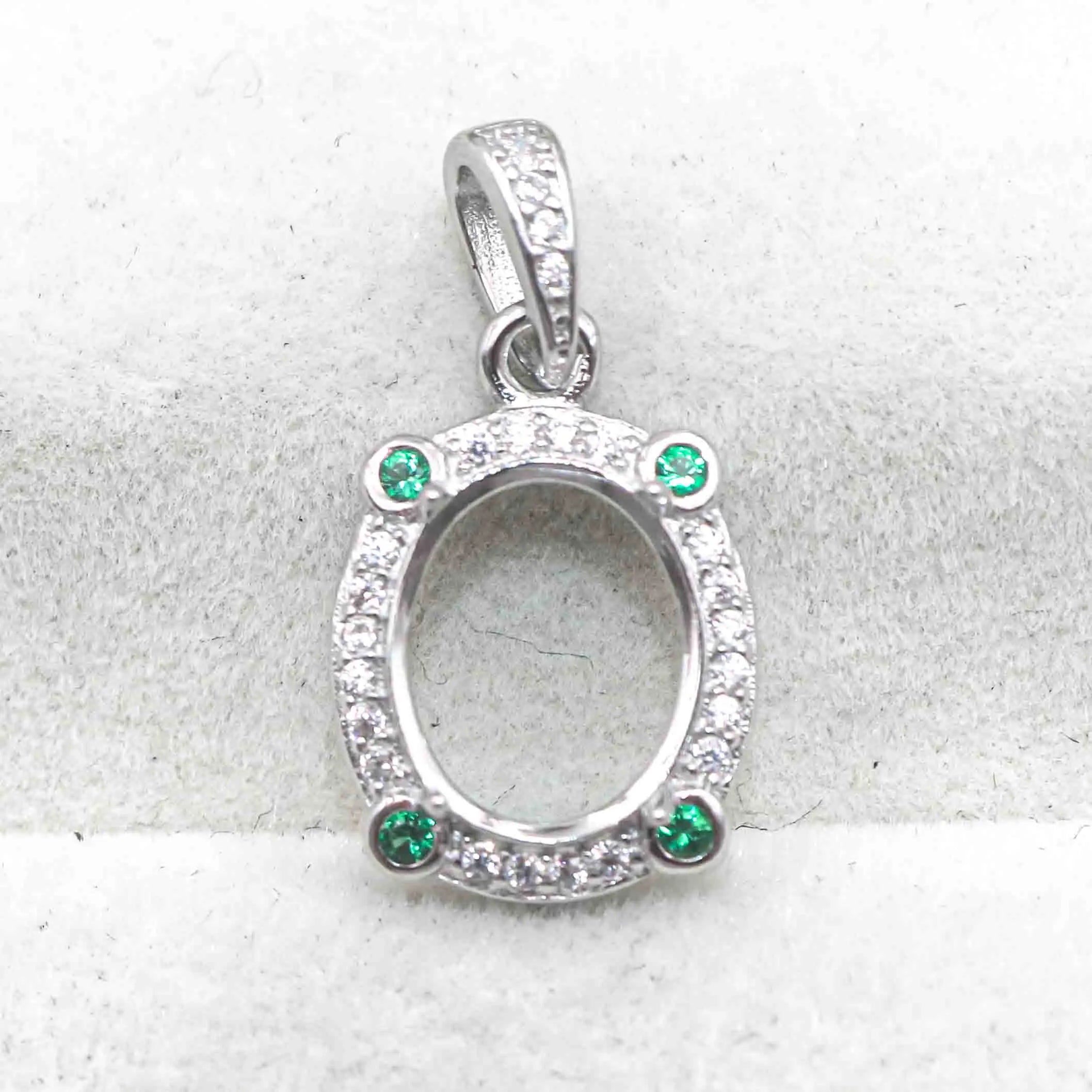 Sterling Silver 8*10/12*15mm Semi Mount Pendant Empty Frame Blank Support Setting S925 Base Without Center Stone for DIY Inlay