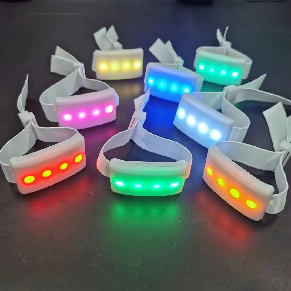 Customized Activity Concert RGB LED Flash Pulse Sound Activated LED Bracelet Lighting Boosting Bracelet for Event Party Sports