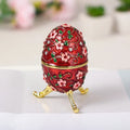 SHINNYGIFTS Wholesales Elegant Blue Flower Faberge Egg Metal Trinket Box Enamel Craft Gift Item Decoration