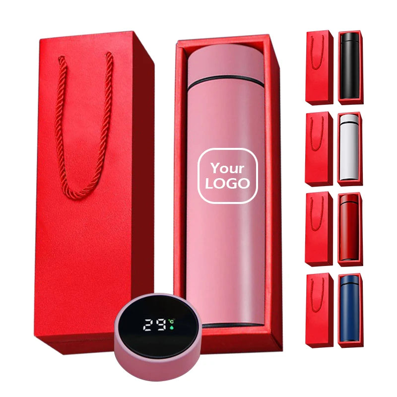 Customized Logo 500ml Smart Water Bottle Temperature Display Stainless Steel Insulated Tea Infuser With Infuser and Gift Box