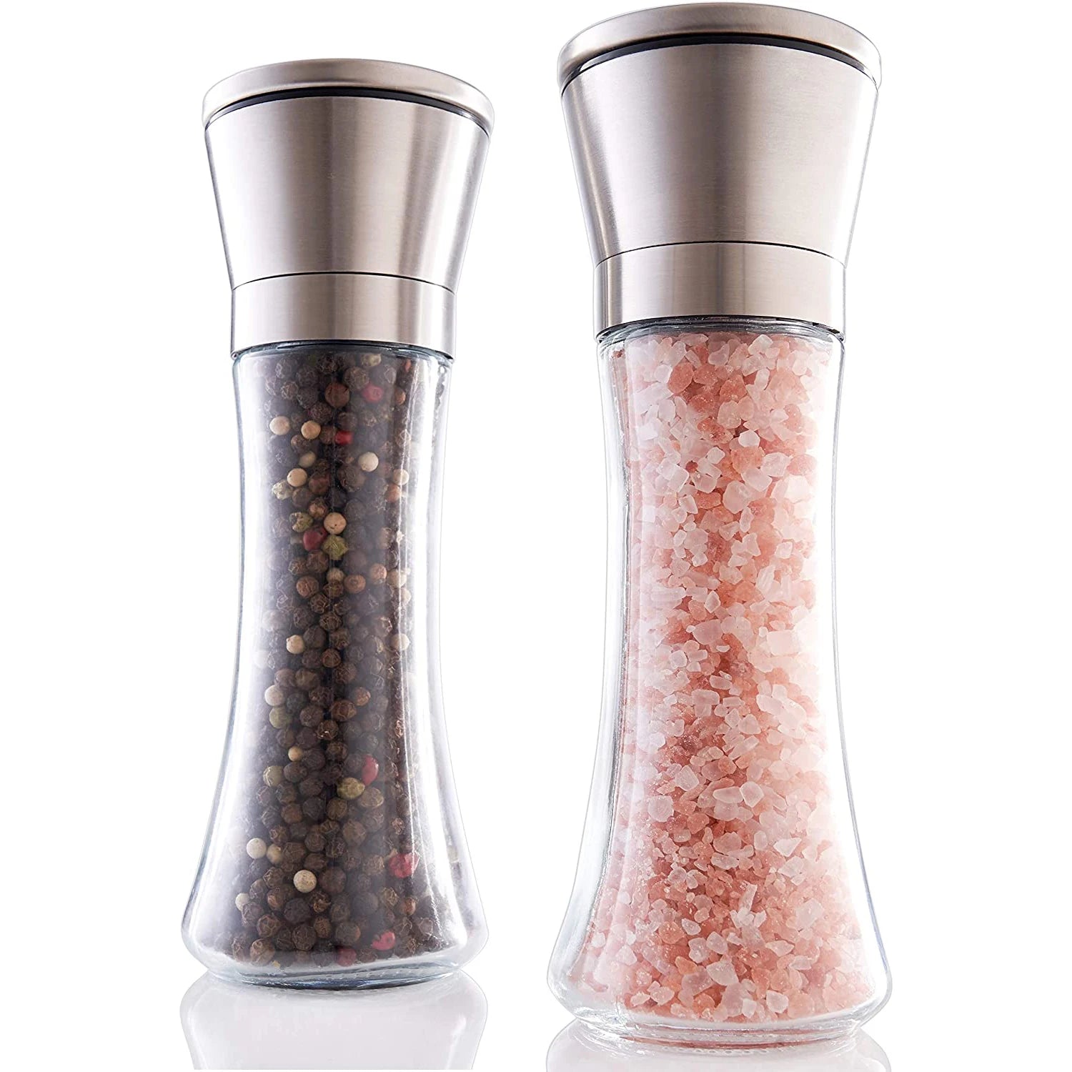 Gorgeous Salt and Pepper Grinder Set Refillable Stainless Steel Shakers With Adjustable Coarse Mills Fresh Pepper Himalayan