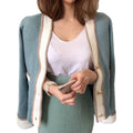 Wholesale 2026 Autumn French Style V-neck Contrast Edge Single Breasted Double Pocket Long Sleeve Cardigan Women's Sweater
