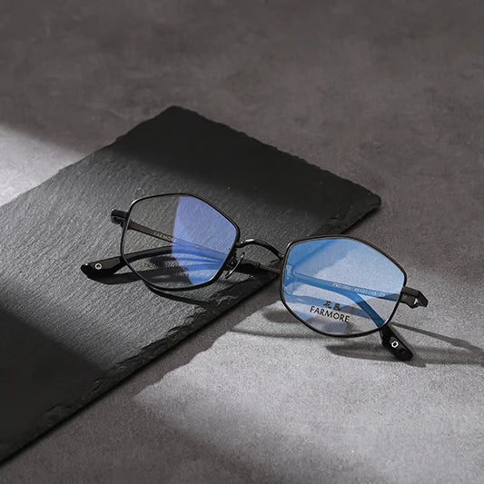 New Design Eyewear With Irregular Geometric Metal Glasses K-Pop Style Frames Custom Anti Blue Light Optical Glasses