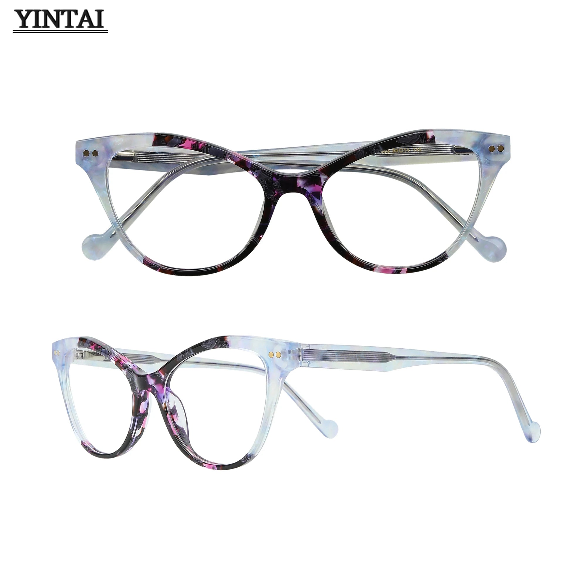 High Quality Customizable Anti-Blue Light Acetate Eyeglass Frames Women's Optical Cat Eye Glasses for Reading